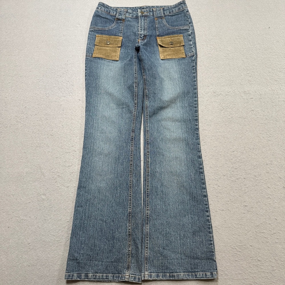 Y2K B.U.M. Equipment Jeans Women's 9/32 Blue Denim Bootcut Mid Rise Pockets
